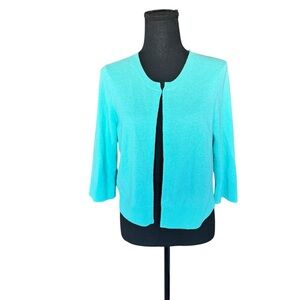 Lilly Pulitzer 100% Cashmere Cardigan L Aqua Turquoise Coastal Preppy Luxury C54